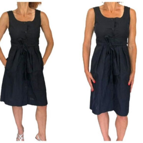Theory Lucilla Cotton Wrap Dress Black Size 6 - Picture 4 of 7
